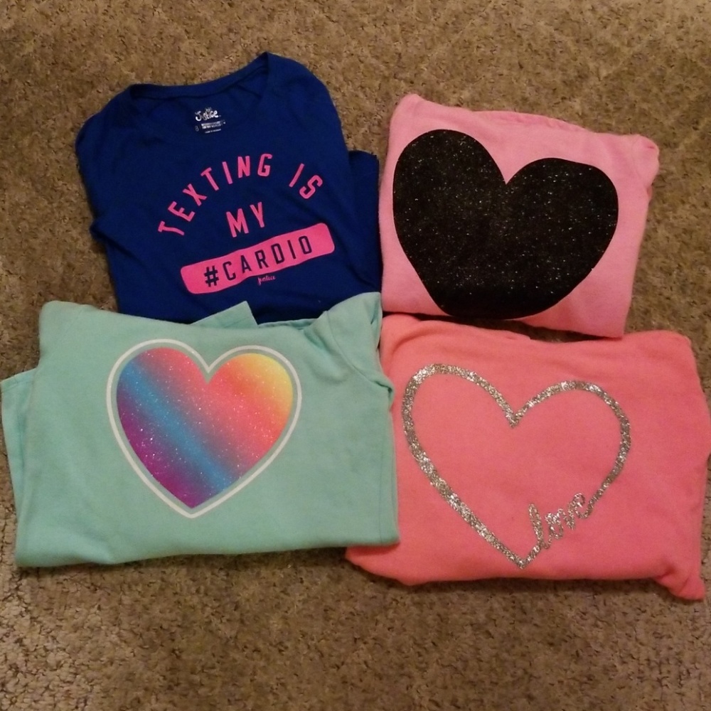 Girls size 8 justice sweaters and one top